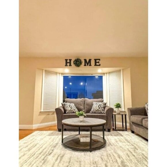 Wood Home Sign with Artificial Eucalyptus Wreath for O, Hanging Farmhouse Wall - Picture 2 of 4